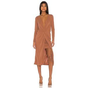 L'Academie The Judy Midi Dress in Terracotta X-Small New AS-IS women’s neutral